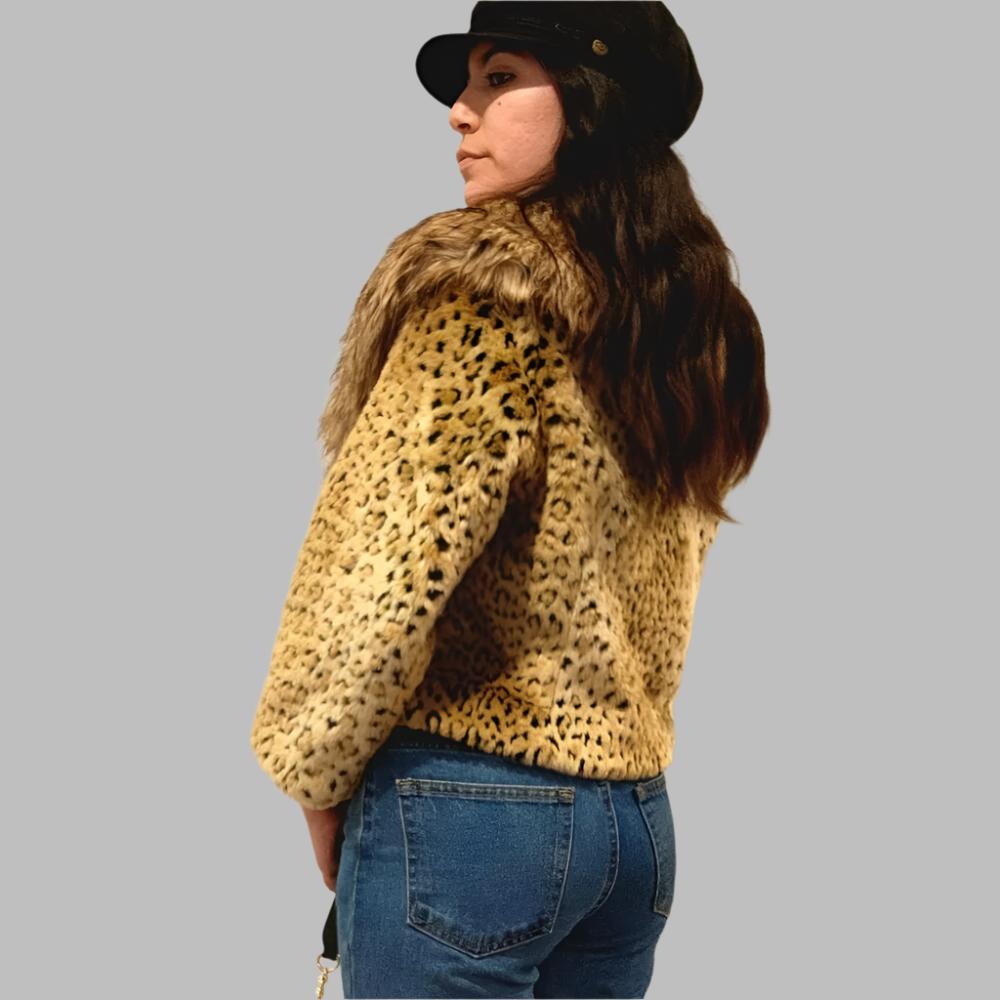 Y2k Faux Fur Bobcat Print Coat!